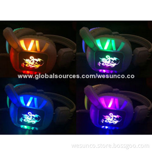 USB gaming DJ headset with LED lighting and good driver units, fashionable and new configurations